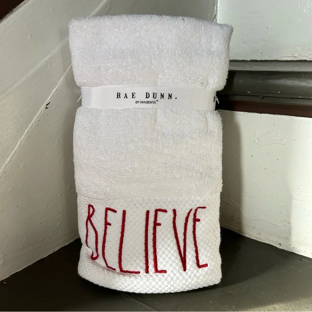 Rae Dunn BELIEVE Hand Towels
